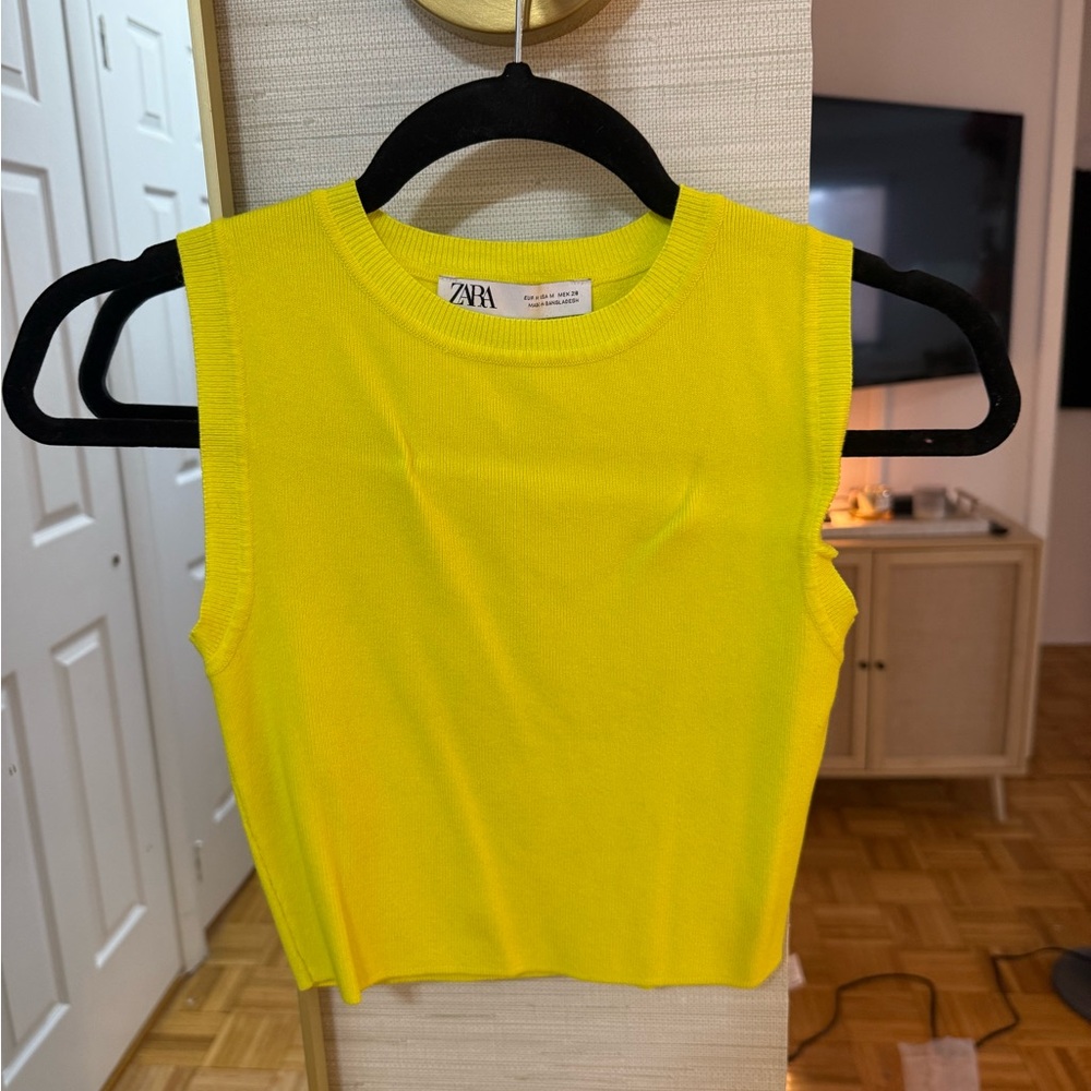 Zara Yellow Knit Tank Top